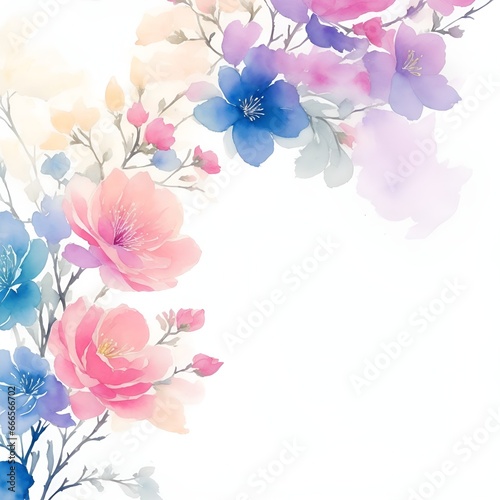 Abstract colorful flowers watercolor background.