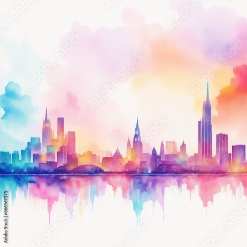 The city watercolor colorful background. photo