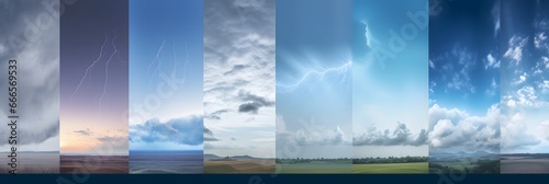 Photos of sky during different weather collage photo