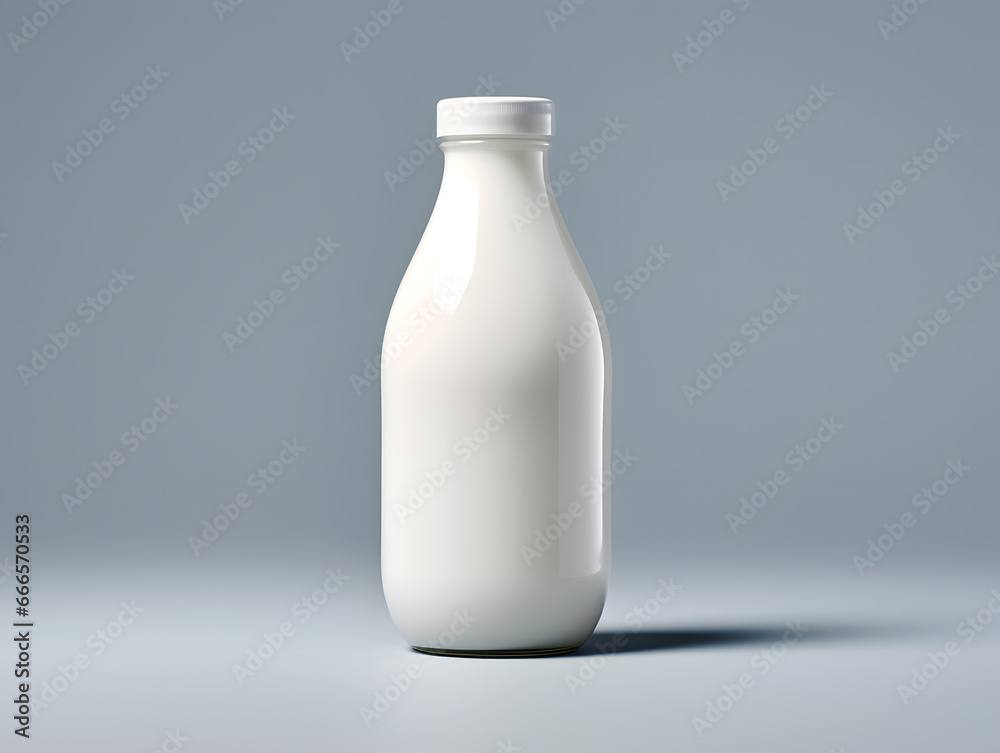 Milk bottle mock up isolated on light grey background Milk bottle mock up isolated on light grey background