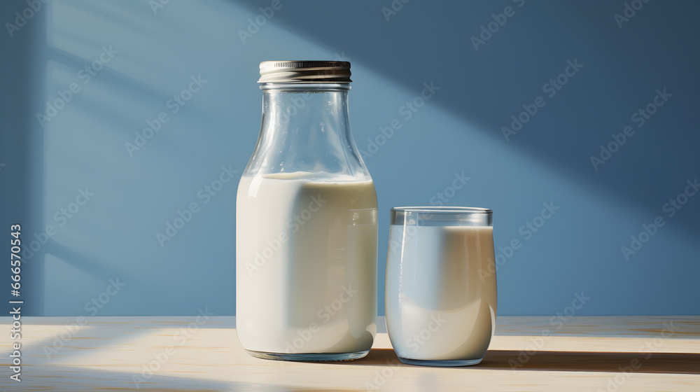Milk bottle mock up isolated on light grey background Milk bottle mock up isolated on light grey background