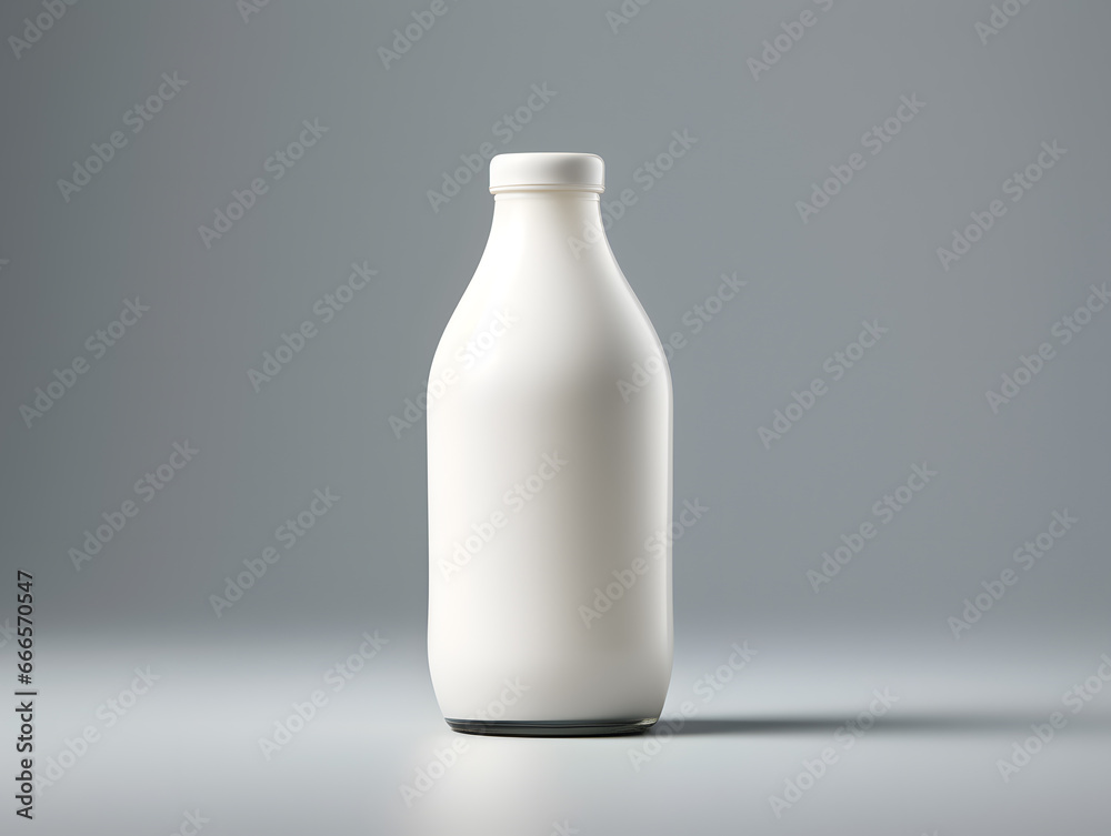 Milk bottle mock up isolated on light grey background Milk bottle mock up isolated on light grey background