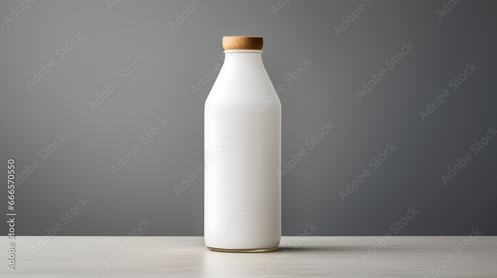Milk bottle mock up isolated on light grey background Milk bottle mock up isolated on light grey background