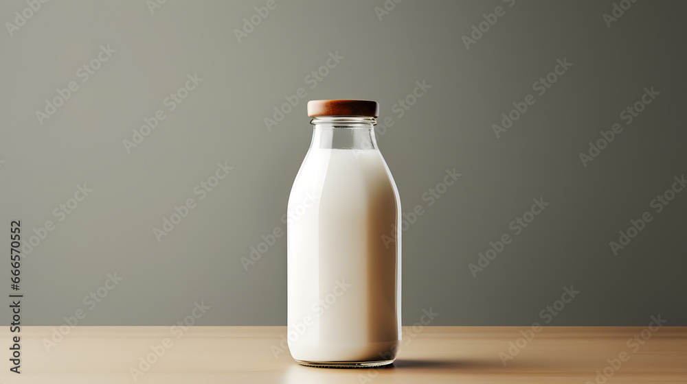Milk bottle mock up isolated on light grey background Milk bottle mock up isolated on light grey background
