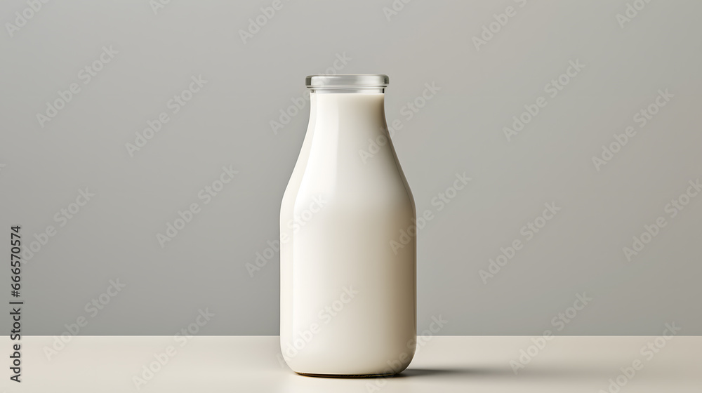 Milk bottle mock up isolated on light grey background Milk bottle mock up isolated on light grey background