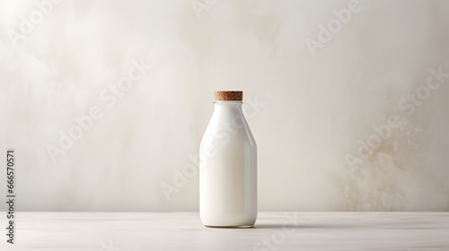 Milk bottle mock up isolated on light grey background  © Oksana