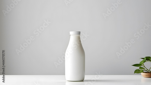 Milk bottle mock up isolated on light grey background 