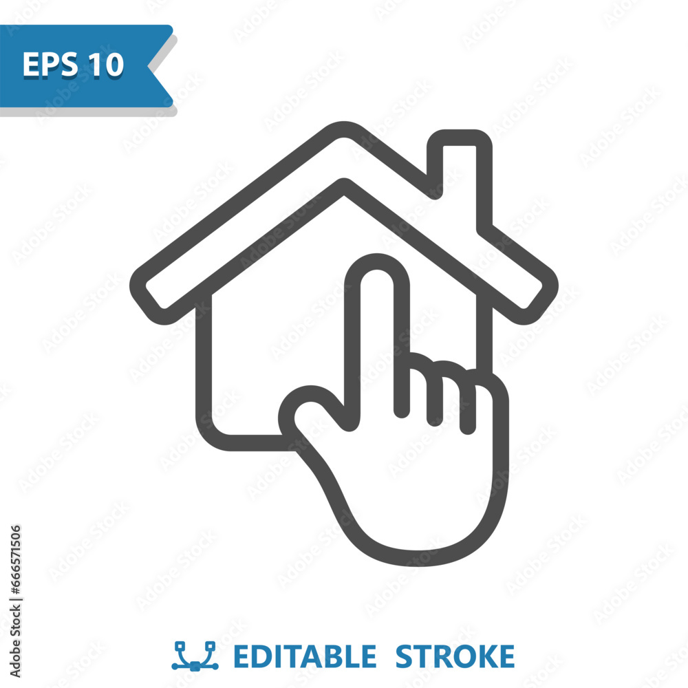 House, Hand Icon. Home, Finger, Real Estate House, Hand Icon. Home, Finger, Real Estate