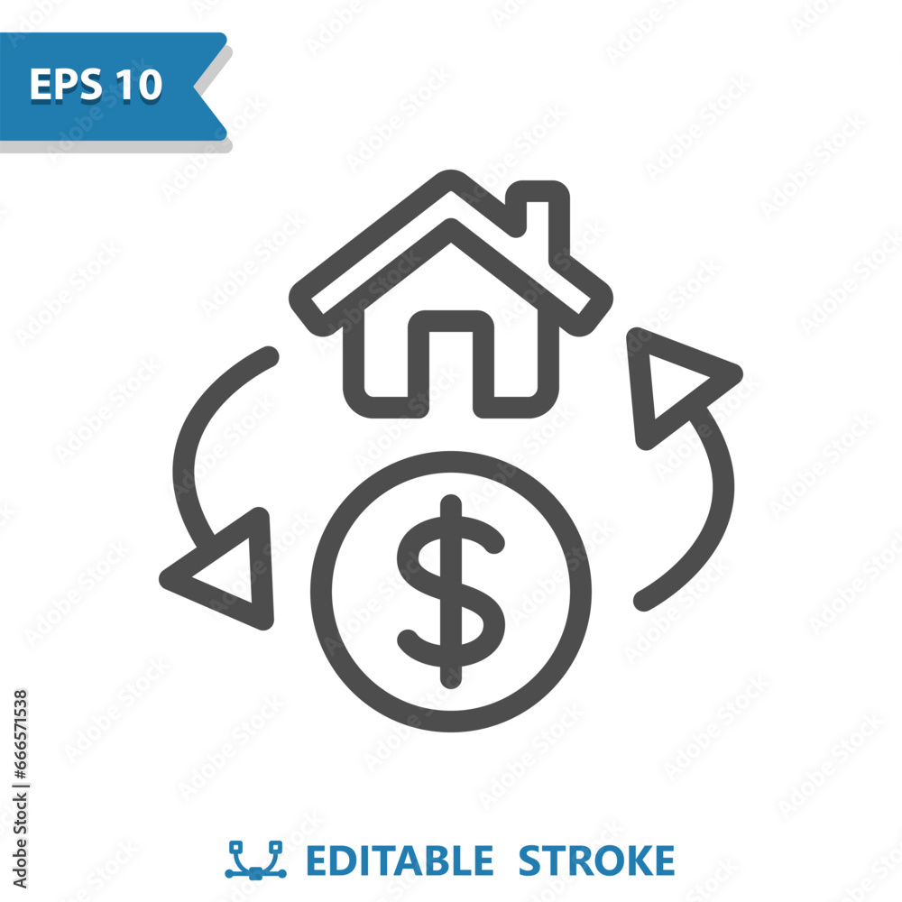 Real Estate Icon. House, Home, Flip, Flipping, Price, Dollar, Housing Market Real Estate Icon. House, Home, Flip, Flipping, Price, Dollar, Housing Market