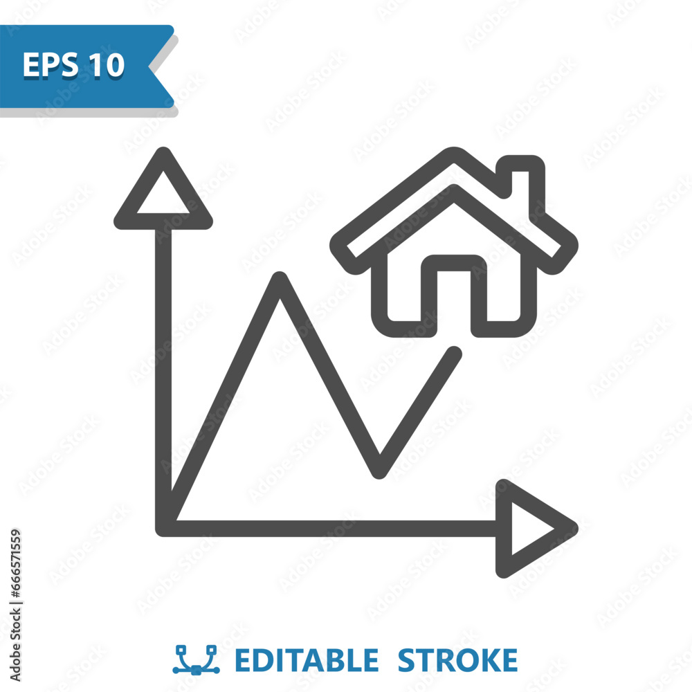 Real Estate Icon. House, Home, Housing Market, Chart, Graph, Report Real Estate Icon. House, Home, Housing Market, Chart, Graph, Report