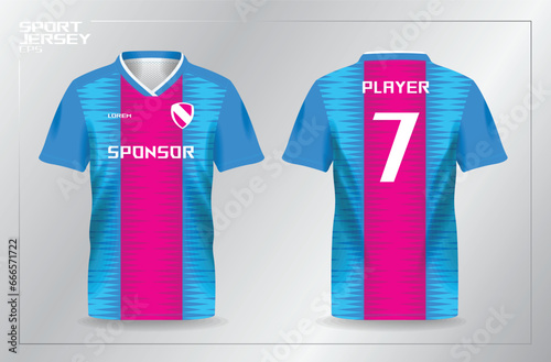 abstract blue and pink sport uniform for  jersey mockup template