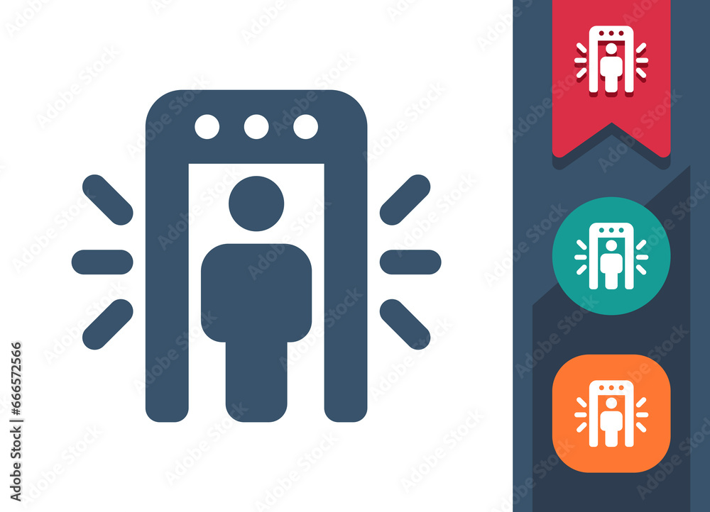 Metal Detector Icon. Airport Security, Metal Detector Gate - obrazy, fototapety, plakaty 