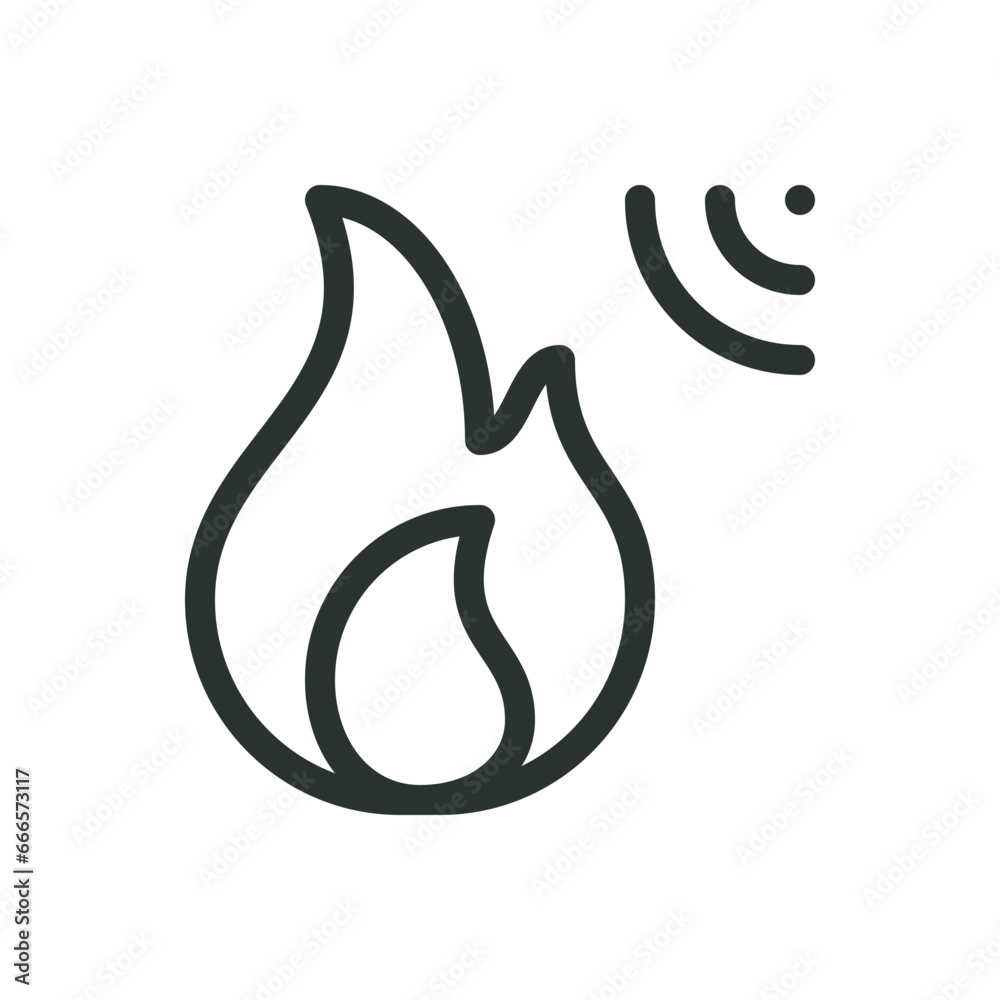 Fire detector isolated icon, fire flame sensor vector icon with editable stroke Fire detector isolated icon, fire flame sensor vector icon with editable stroke