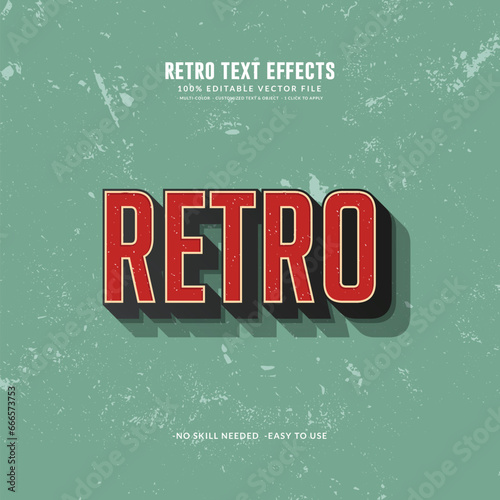 Editable Retro Text Effects 70s and 80s text style and vintage color.
