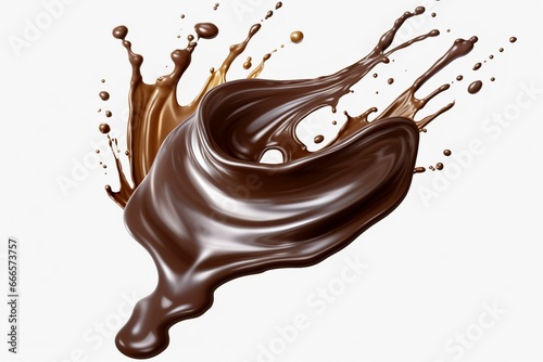 Melted chocolate material with transparent background. Generative AI