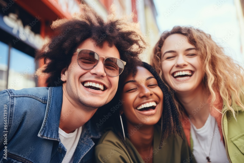 Selfie of a multiracial group of cheerful young friends have fun travel together. Visit Europe, tourism, hostel and cheap flights concept. Selfie of a multiracial group of cheerful young friends have fun travel together. Visit Europe, tourism, hostel and cheap flights concept.