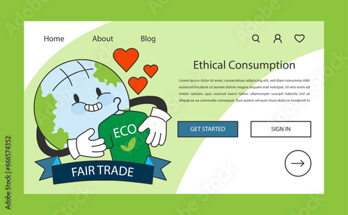 Sustainability web banner or landing page. Fair trade and ethical business