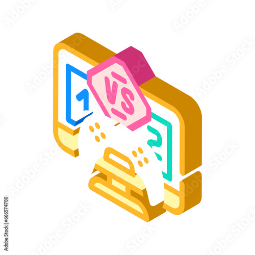 multiplayer games game development isometric icon vector. multiplayer games game development sign. isolated symbol illustration