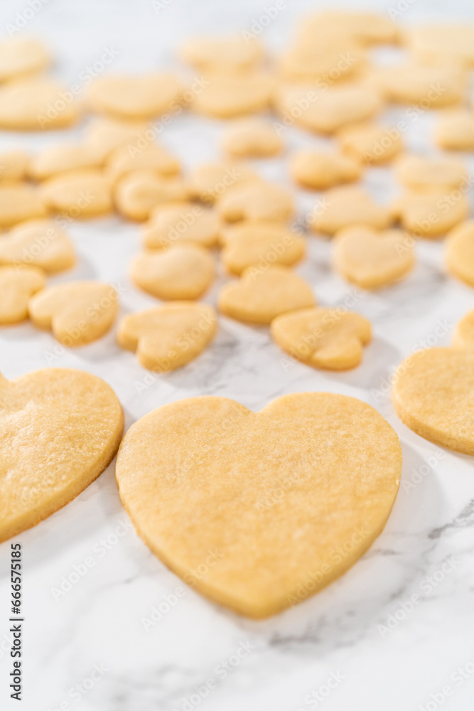 Heart-shaped sugar cookies with royal icing Heart-shaped sugar cookies with royal icing