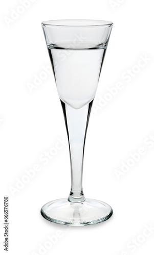 Canvas Print Gin or vodka or grappa in a goblet shot glass isolated