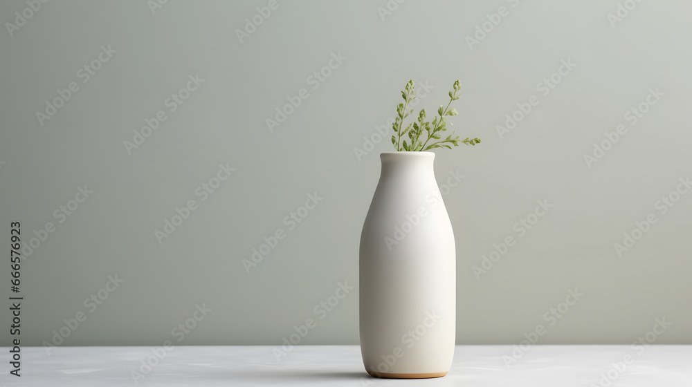 White simple design modern vase isolated on light background mock up White simple design modern vase isolated on light background mock up