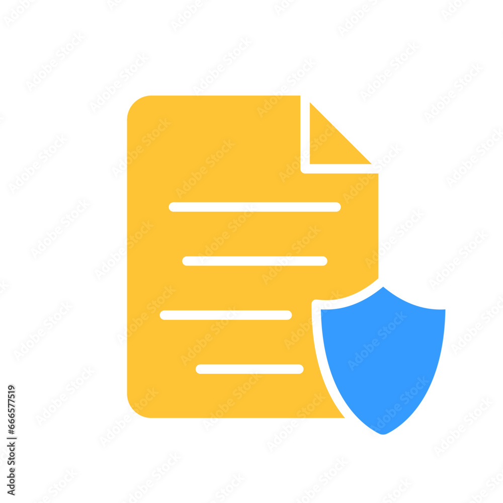 File with shield line icon. Information, folder, document, work, computer, saving. Vector color icon on a white background for business and advertising File with shield line icon. Information, folder, document, work, computer, saving. Vector color icon on a white background for business and advertising