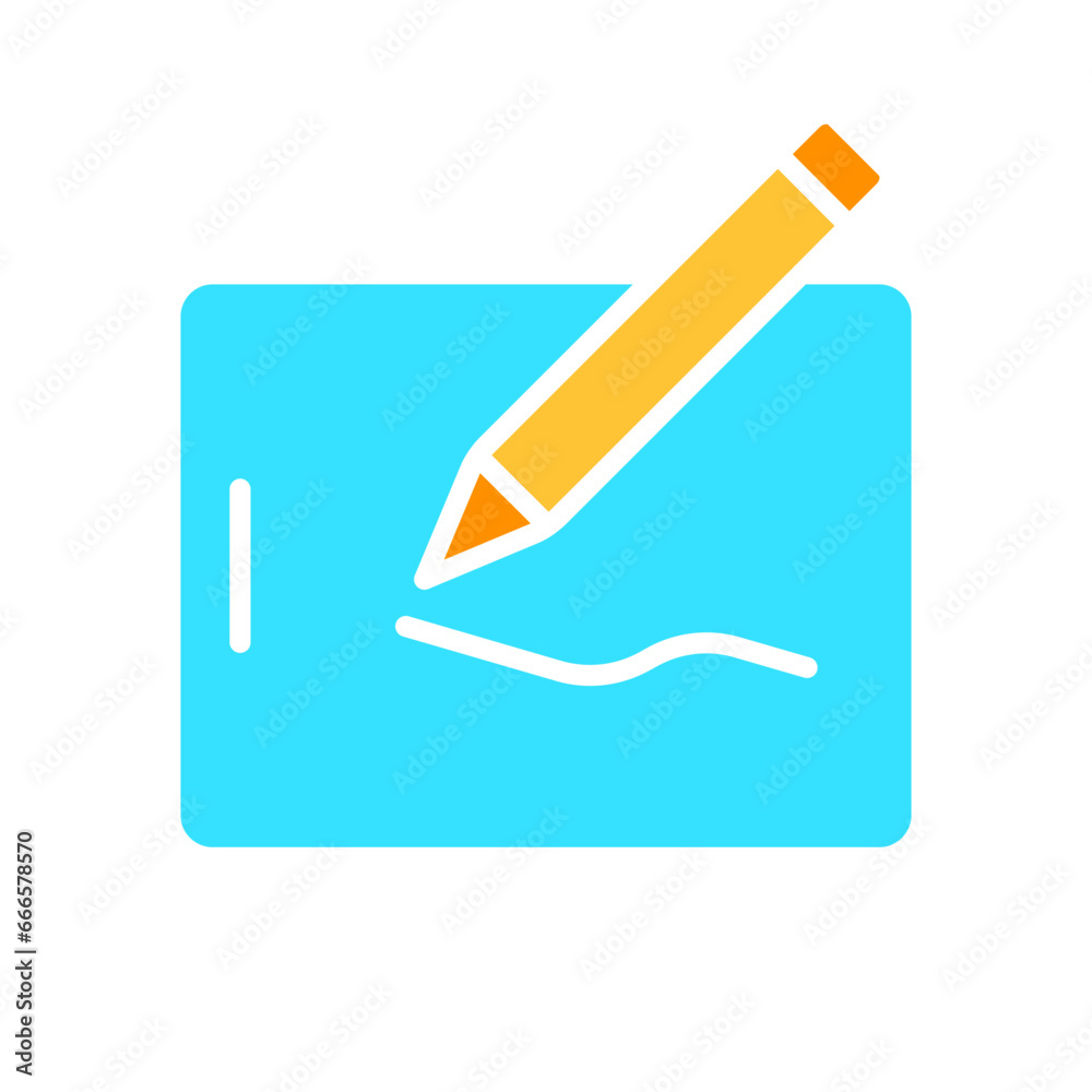 Tablet with stylus line icon. Gadget, multimedia, touchscreen, study, technology, Internet, battery, electronics. Vector color icon on white background for business and advertising Tablet with stylus line icon. Gadget, multimedia, touchscreen, study, technology, Internet, battery, electronics. Vector color icon on white background for business and advertising