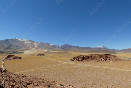 Volcanic rock formation at the Atacama desert  Andes.