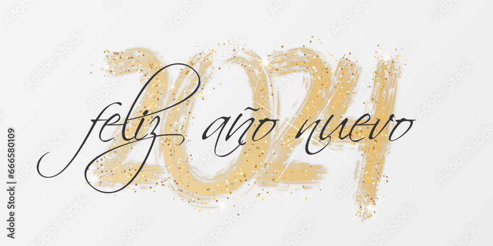 2024 - feliz año nuevo - obrazy, fototapety, plakaty 