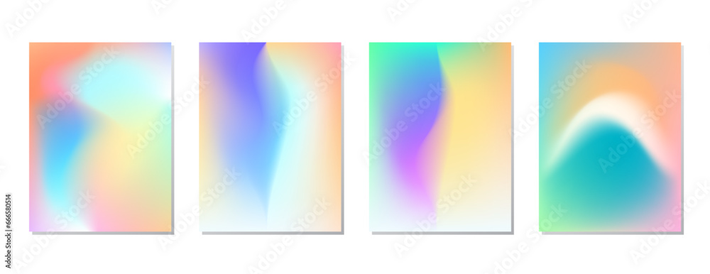Naklejka premium SET SOFT PASTEL GRADIENT MESH FLUID BLURRED COLOR . POSTER BACKGORUND DESIGN WITH COPY SPACE AREA VECTOR TEMPLATE GOOD FOR POSTER, WALLPAPER, COVER, FRAME, FLYER, SOCIAL MEDIA