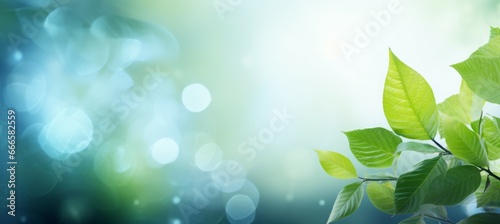 Spring leaves background with copy space for text and advert. Generative AI technology. 