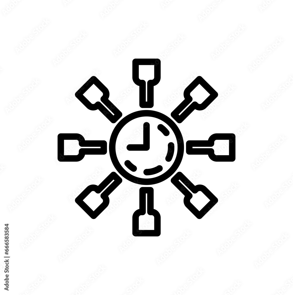 time management icon or logo design isolated sign symbol vector illustration - High quality black outline style vector icon collection. time management icon or logo design isolated sign symbol vector illustration - High quality black outline style vector icon collection.