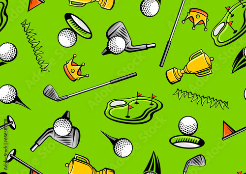 Pattern with golf items. Sport club illustration.