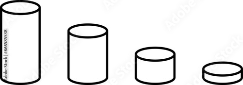 Basic Cylinder Geometrical Shape Set Icon. Vector Image.