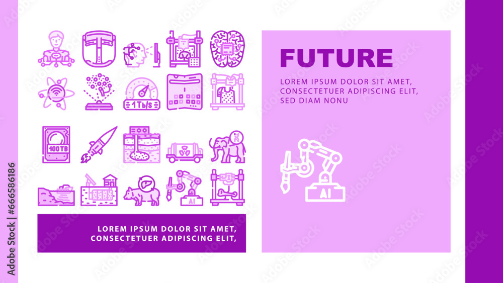 future technology digital data landing web page vector. tech futuristic, business internet, communication network, modern information future technology digital data Illustration future technology digital data landing web page vector. tech futuristic, business internet, communication network, modern information future technology digital data Illustration