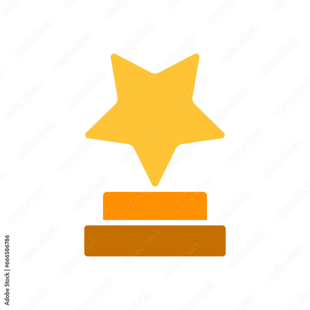 Large inverted star on a pedestal line icon. Rating, favorites, likes, rating, charts, victory, championship. Vector color icon on white background for business and advertising Large inverted star on a pedestal line icon. Rating, favorites, likes, rating, charts, victory, championship. Vector color icon on white background for business and advertising