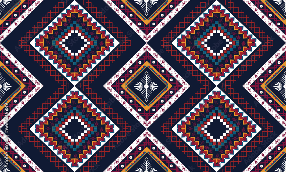 Geometric ethnic oriental.Abstract art. Seamless pattern in tribal, folk embroidery, Design for background, carpet, wallpaper, clothing, wrap, batik, fabric, embroidery style vector illustration.