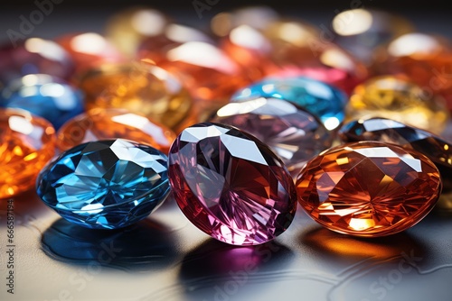 A scattering of shiny beautiful precious stones  shimmering in all shades of the rainbow. Excellent minerals for jewelry.