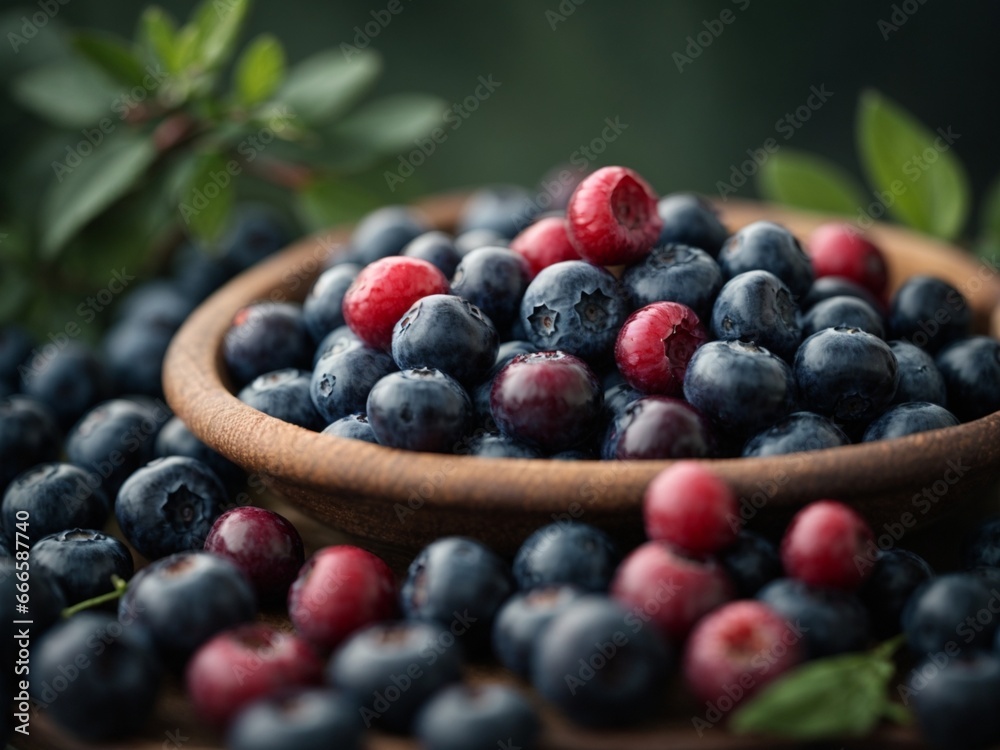 Fresh blueberry harvested from the plantation, generative IA Fresh blueberry harvested from the plantation, generative IA