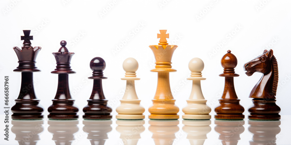 Chess Pieces On A White Background For Design Solutions Created Using Artificial Intelligence Chess Pieces On A White Background For Design Solutions Created Using Artificial Intelligence