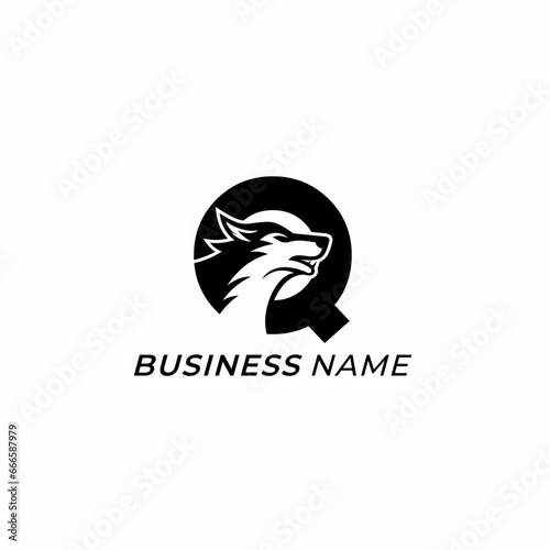 design logo creative letter Q and wolf