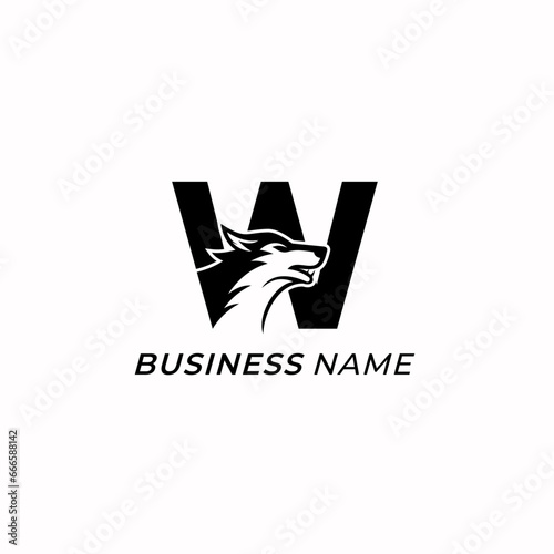 logo design combine letter W and wolf