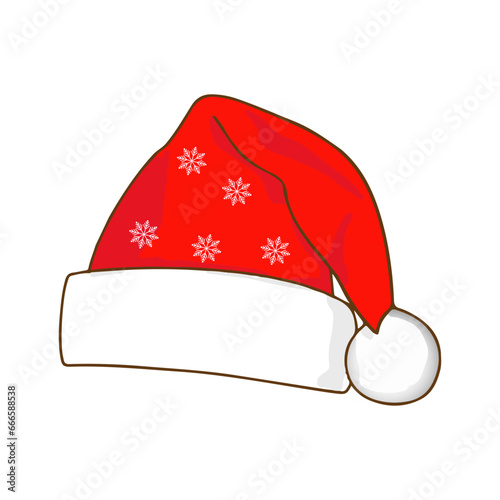 Christmas Santa Claus hat isolated on white background. New Year's red hat for video chat effects. Vector Christmas character