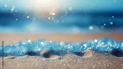 Sand With Blue Sea  Beach Summer Defocused Background With Glittering Of Sunlights Generated by AI