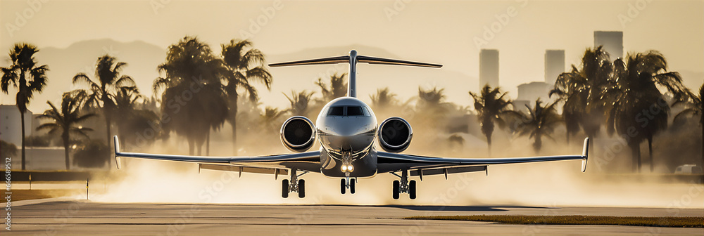 AI generative image of private jet plane taking off from a runway Stock ...
