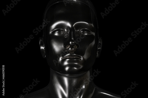 Transparent dummy head isolated on black background