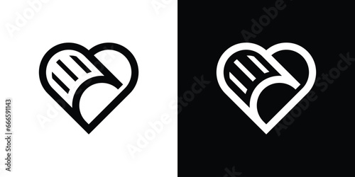 logo design combination of love shape with paper,
