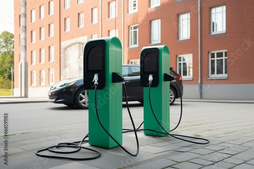 An eco-friendly charging station for electric vehicles. Generative AI