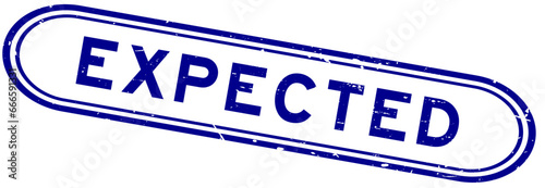 Grunge blue expected word rubber seal stamp on white background