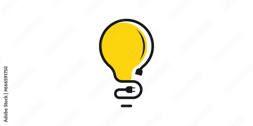 logo design combining the shape of a light bulb with an electrical cable plug. logo design combining the shape of a light bulb with an electrical cable plug.